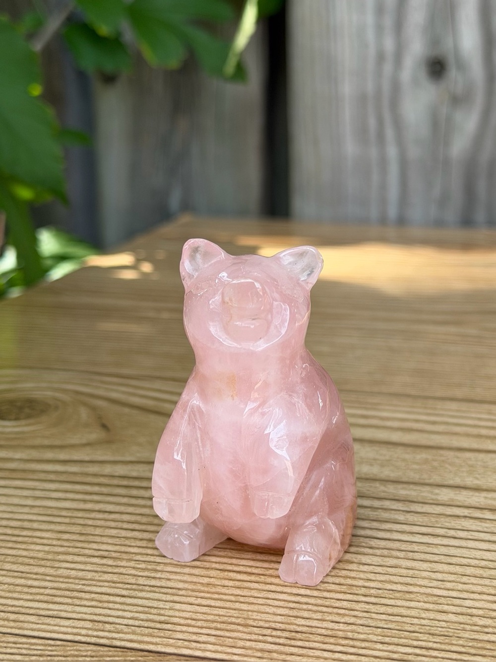 Carved Quartz Stone Sitting Pink Pig Decorative Figurine 2.5”